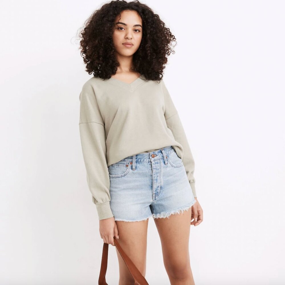 Madewell Curvy Relaxed Light Wash Denim Jean Shorts